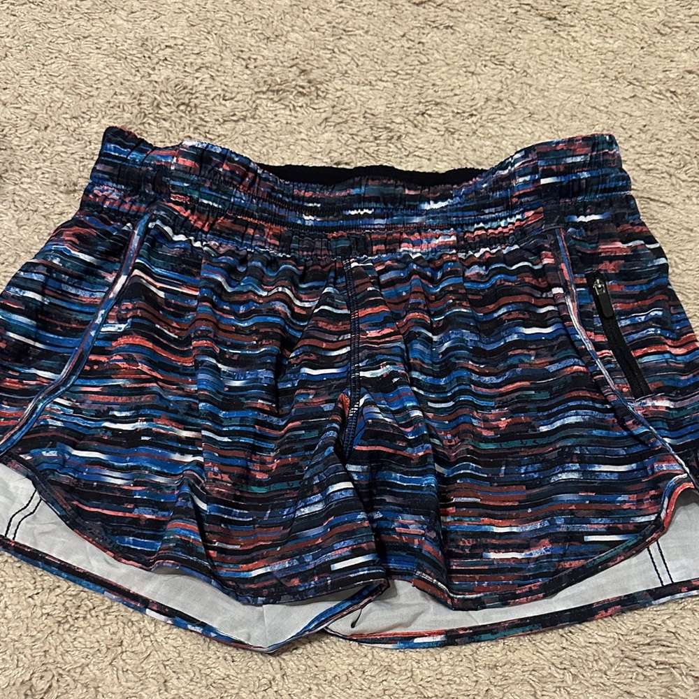 Lululemon Athletica Striped Athletic Shorts - Blue and Red
